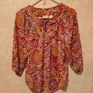 ๐ข Floral Red and Green Women's Top
